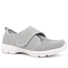 The Klouds Kross Strap. A light gray slip-on mesh sneaker with a hook-and-loop strap and a white sole.