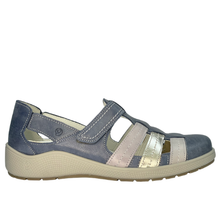 SUAVE PORTIA cobalt blue Forbes Footwear ladies closed toe sandal with rubber sole and Velcro fastening. Orthotic friendly.